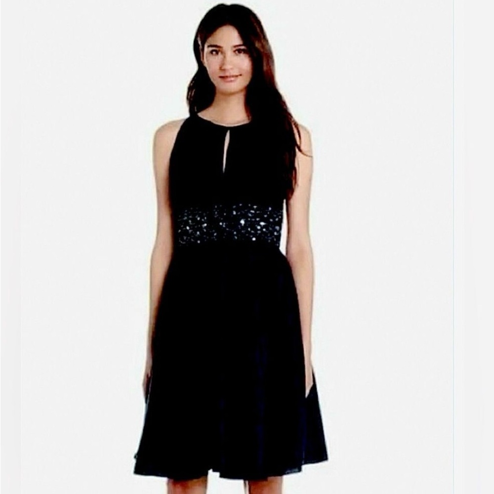 Jessica Howard Black Halter A-Line Midi Dress